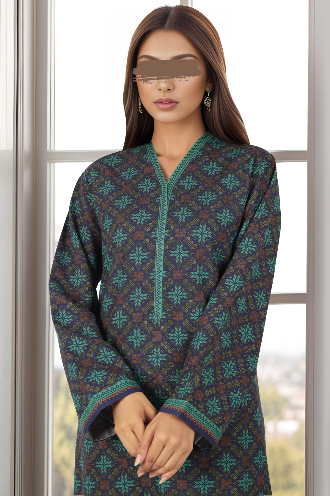 Unstitched Printed Khaddar Viscose 2 Piece (Shirt/Trouser) - Image 2