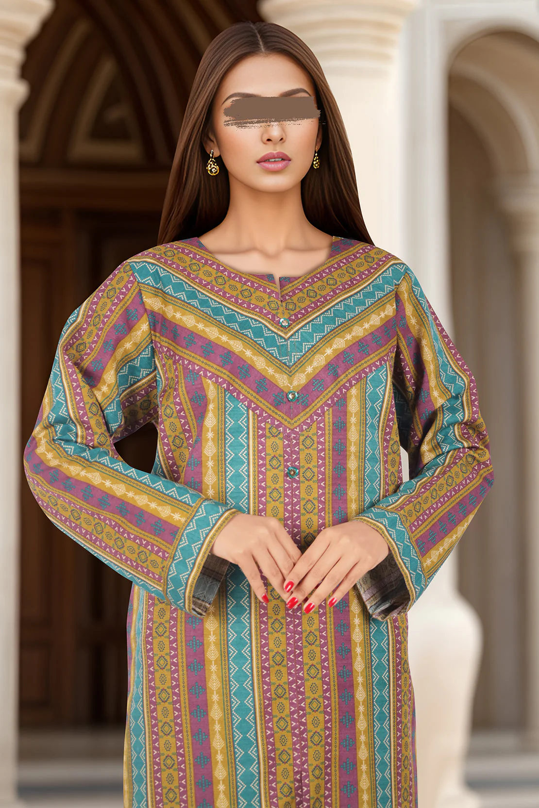 Unstitched Printed Khaddar Viscose 2 Piece (Shirt/Trouser) - Image 2