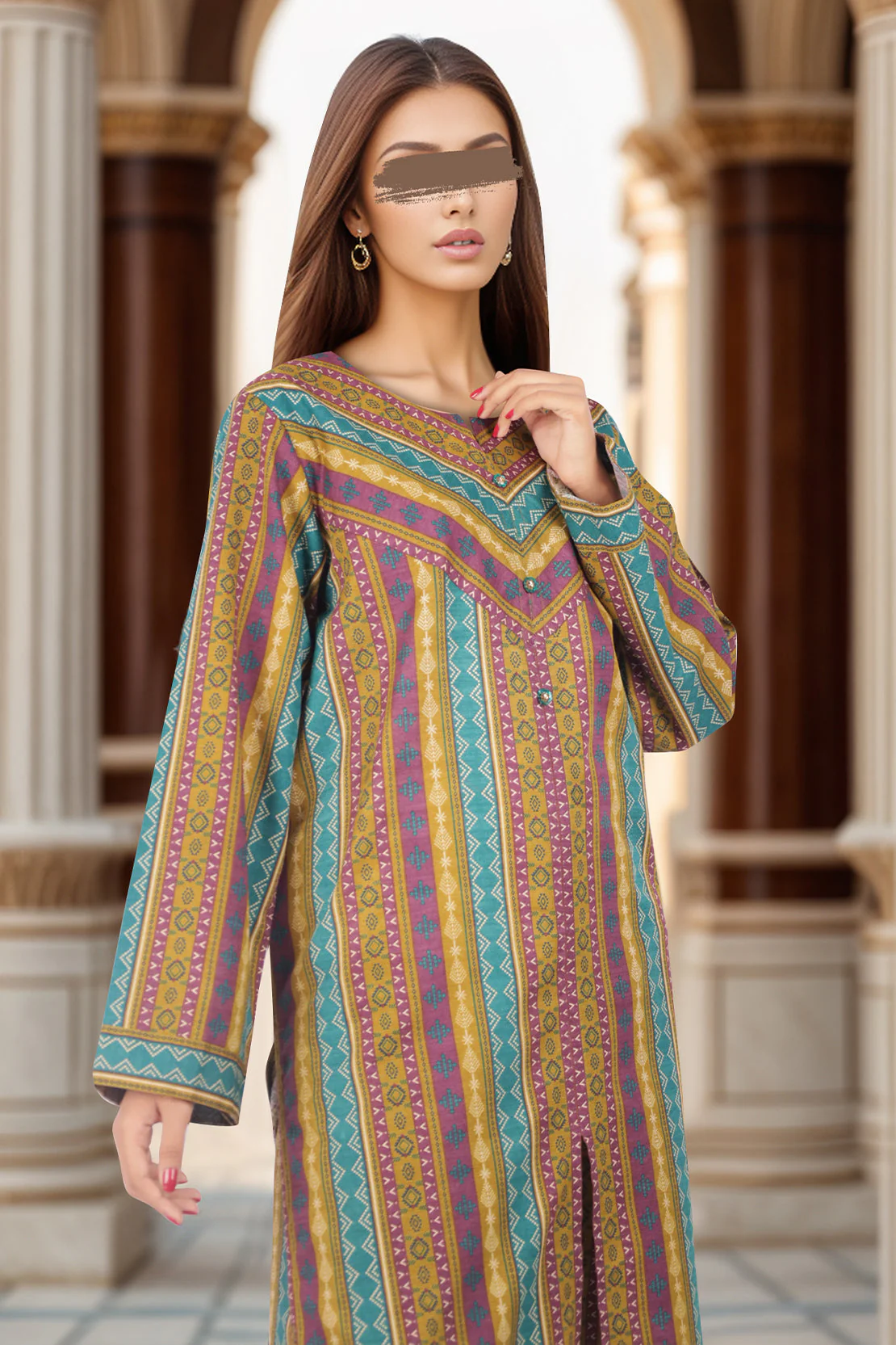 Unstitched Printed Khaddar Viscose 2 Piece (Shirt/Trouser) - Image 3
