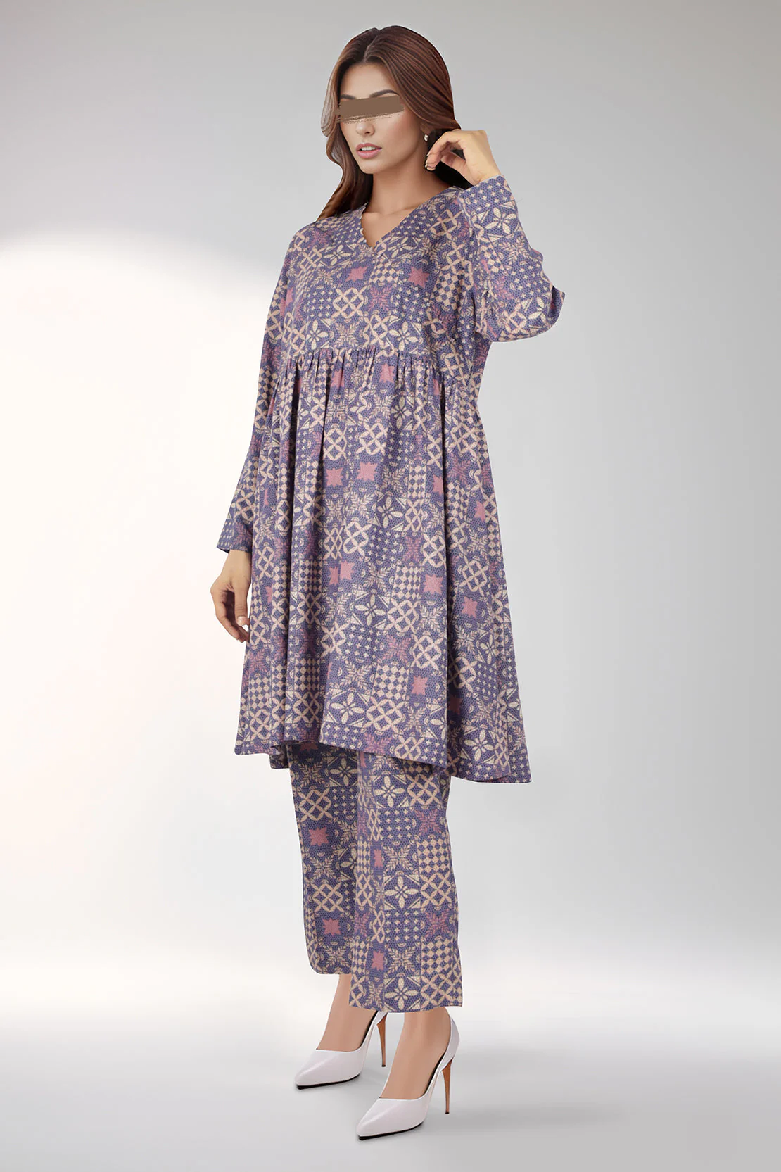 Unstitched Printed Khaddar Viscose 2 Piece (Shirt/Trouser) - Image 3