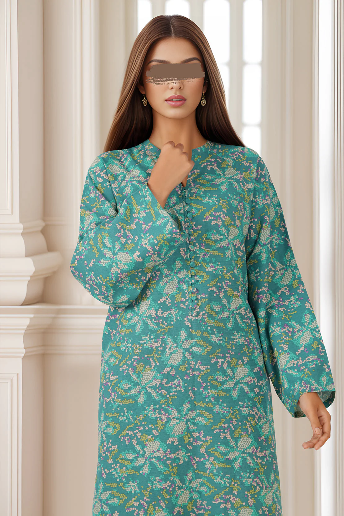 Unstitched Printed Khaddar Viscose 2 Piece (Shirt/Trouser) - Image 2