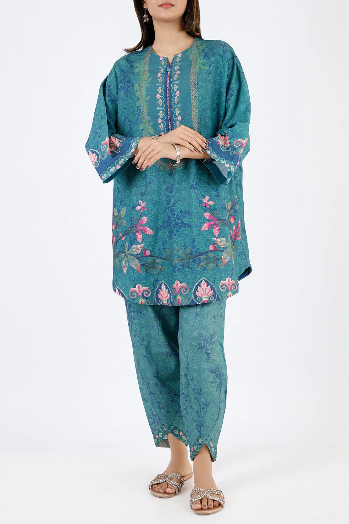 Unstitched Printed Khaddar Viscose 2 Piece (Shirt/Trouser)