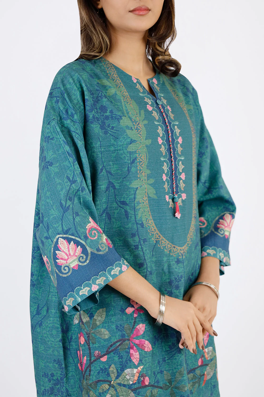 Unstitched Printed Khaddar Viscose 2 Piece (Shirt/Trouser) - Image 3