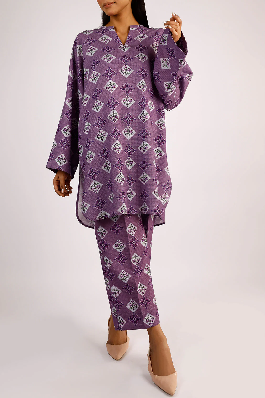 Unstitched Printed Khaddar Viscose 2 Piece (Shirt/Trouser)