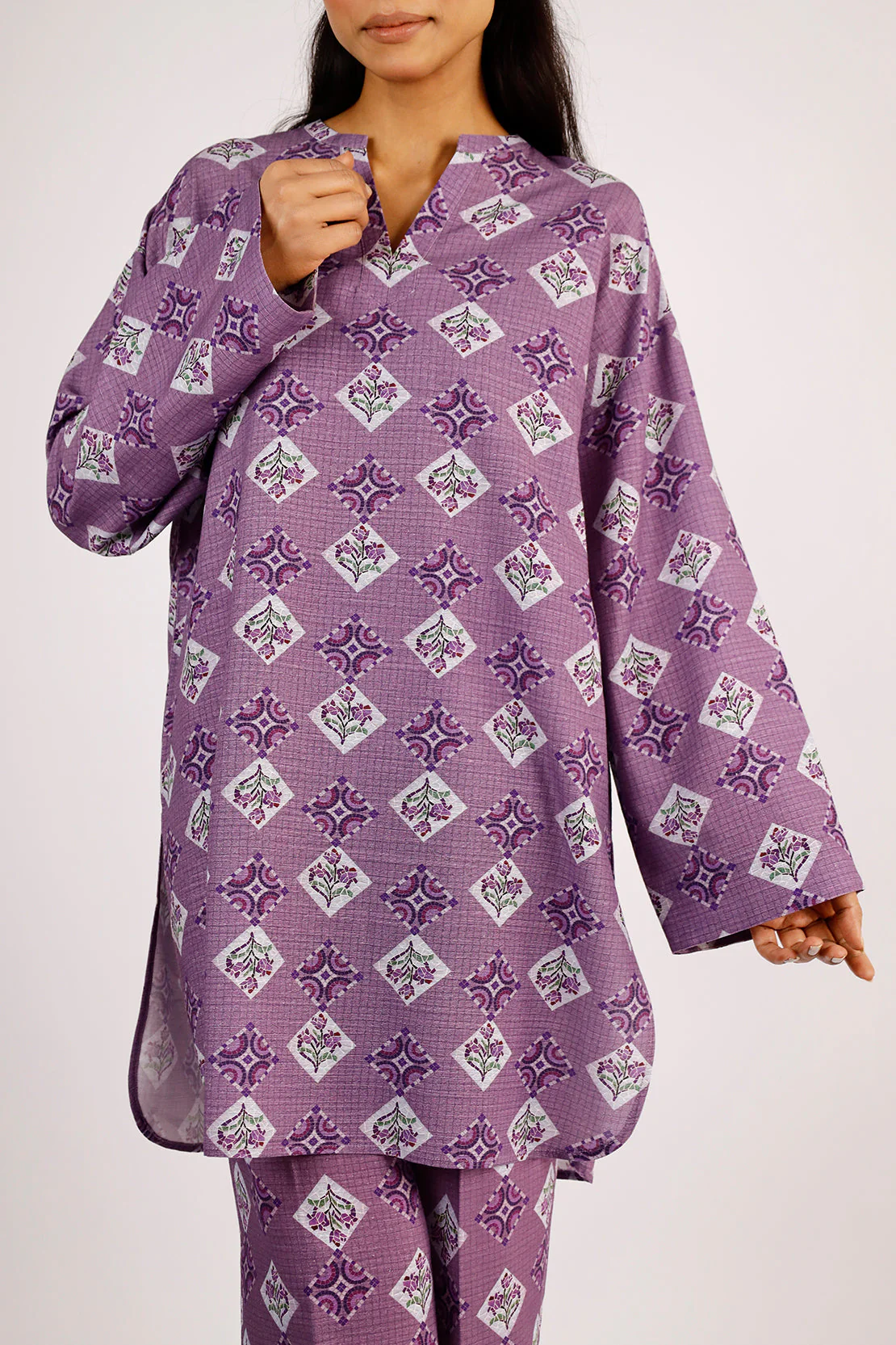 Unstitched Printed Khaddar Viscose 2 Piece (Shirt/Trouser) - Image 2