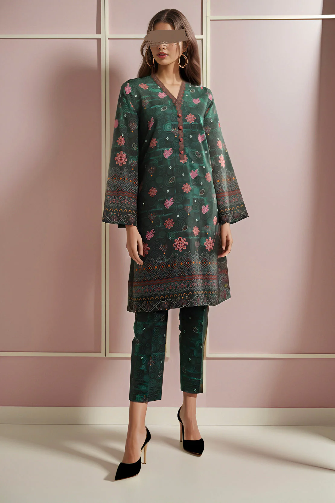 Unstitched Printed Khaddar Viscose 2 Piece (Shirt/Trouser)