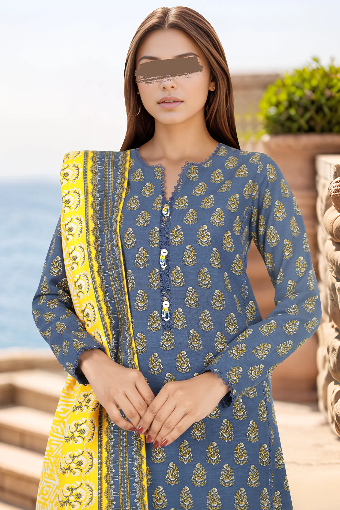 Unstitched Printed Khaddar Viscose 3 Piece - Image 3