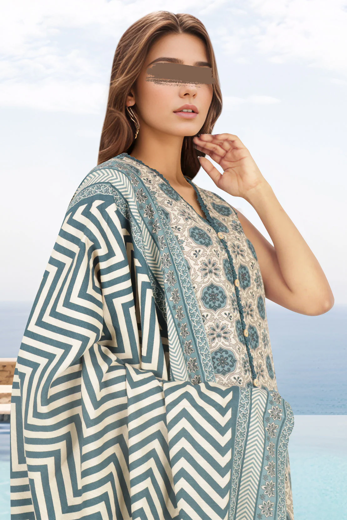 Unstitched Printed Khaddar Viscose 3 Piece - Image 2