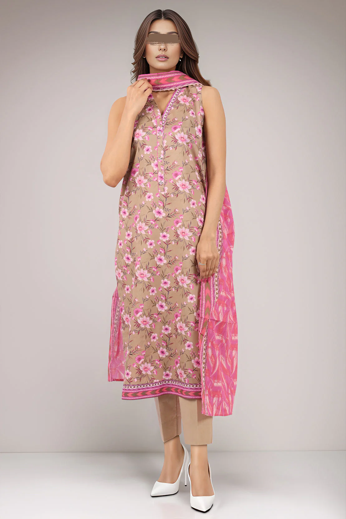 Unstitched Printed Lawn 2 Piaece (Shirt/Dupatta)