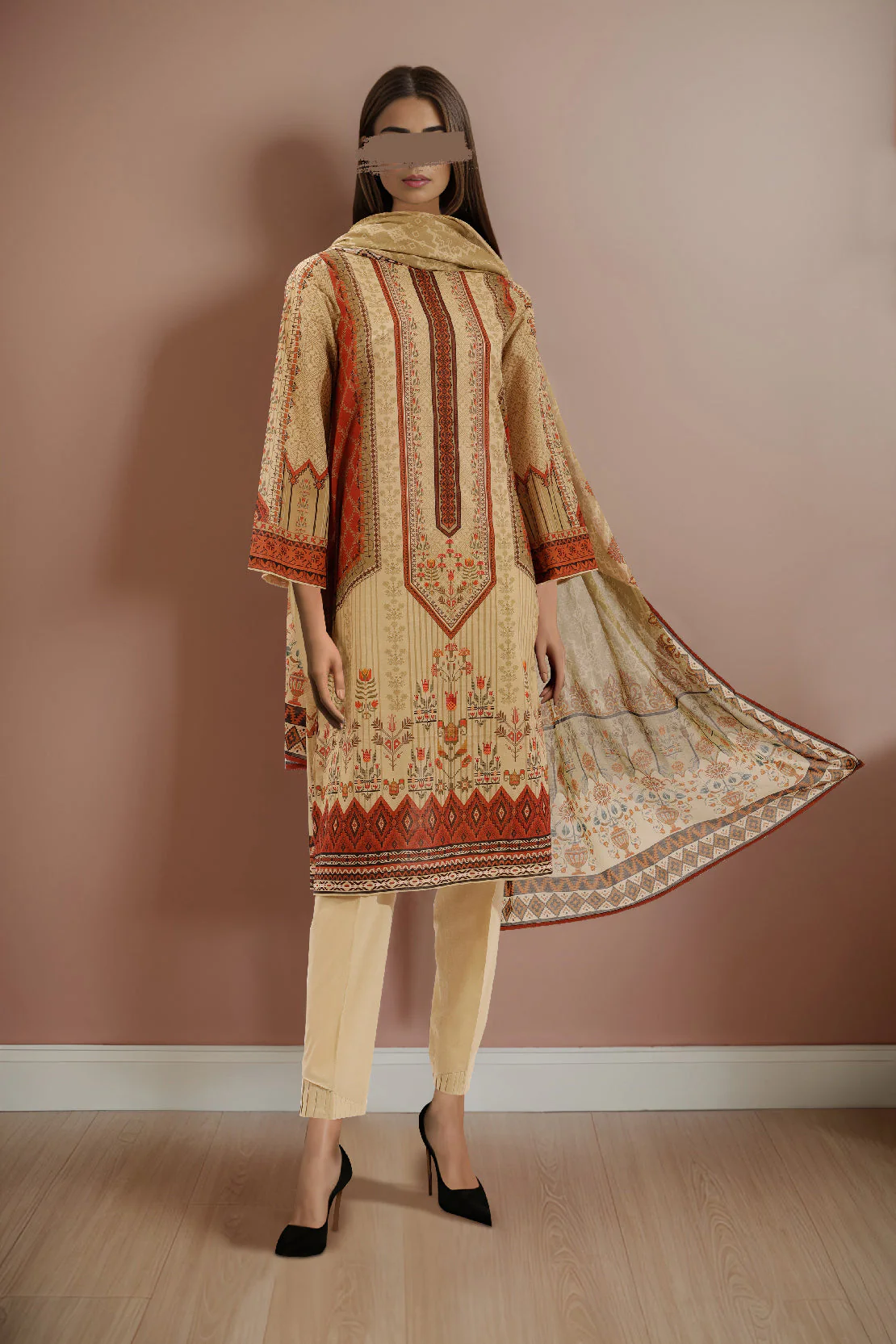 Unstitched Printed Lawn 2 Piece (Shirt/Dupatta)