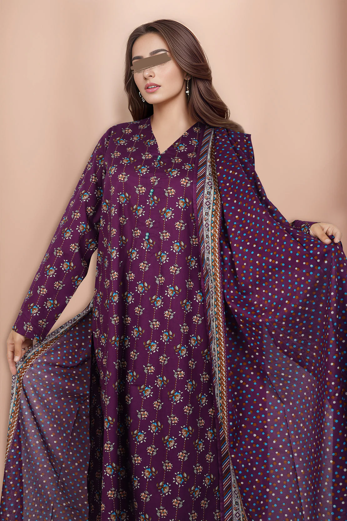 Unstitched Printed Lawn 2 Piece (Shirt/Dupatta) - Image 3