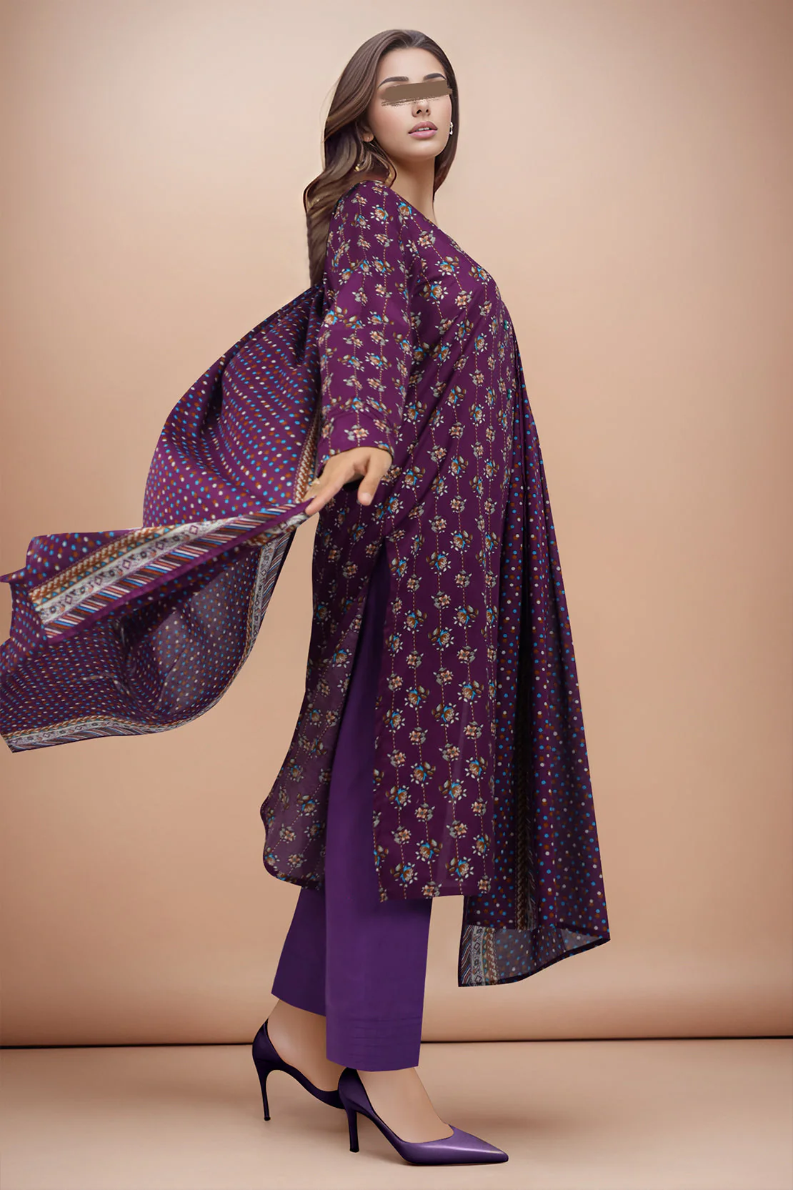 Unstitched Printed Lawn 2 Piece (Shirt/Dupatta) - Image 4