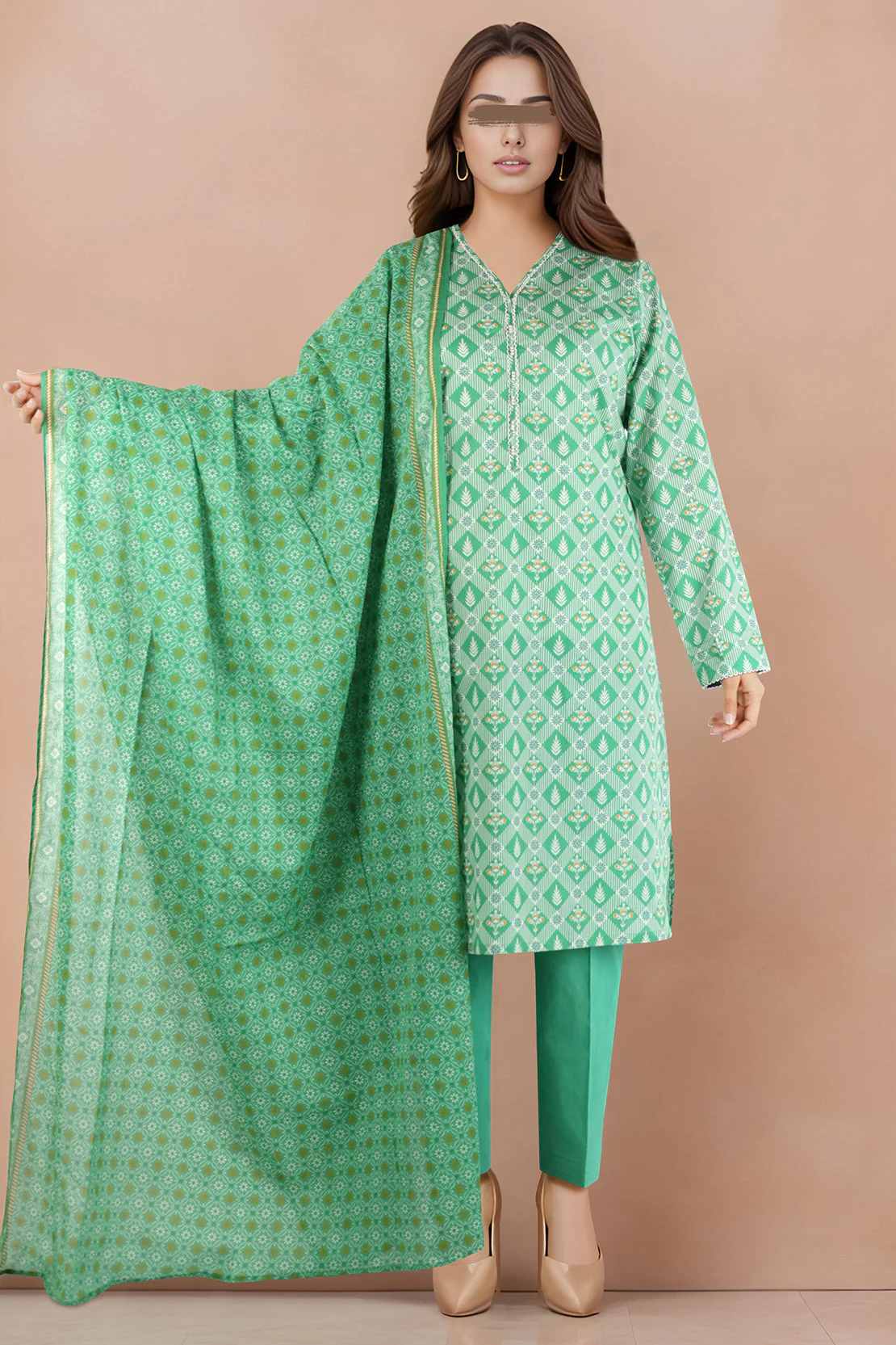 Unstitched Printed Lawn 2 Piece (Shirt/Dupatta) - Image 2