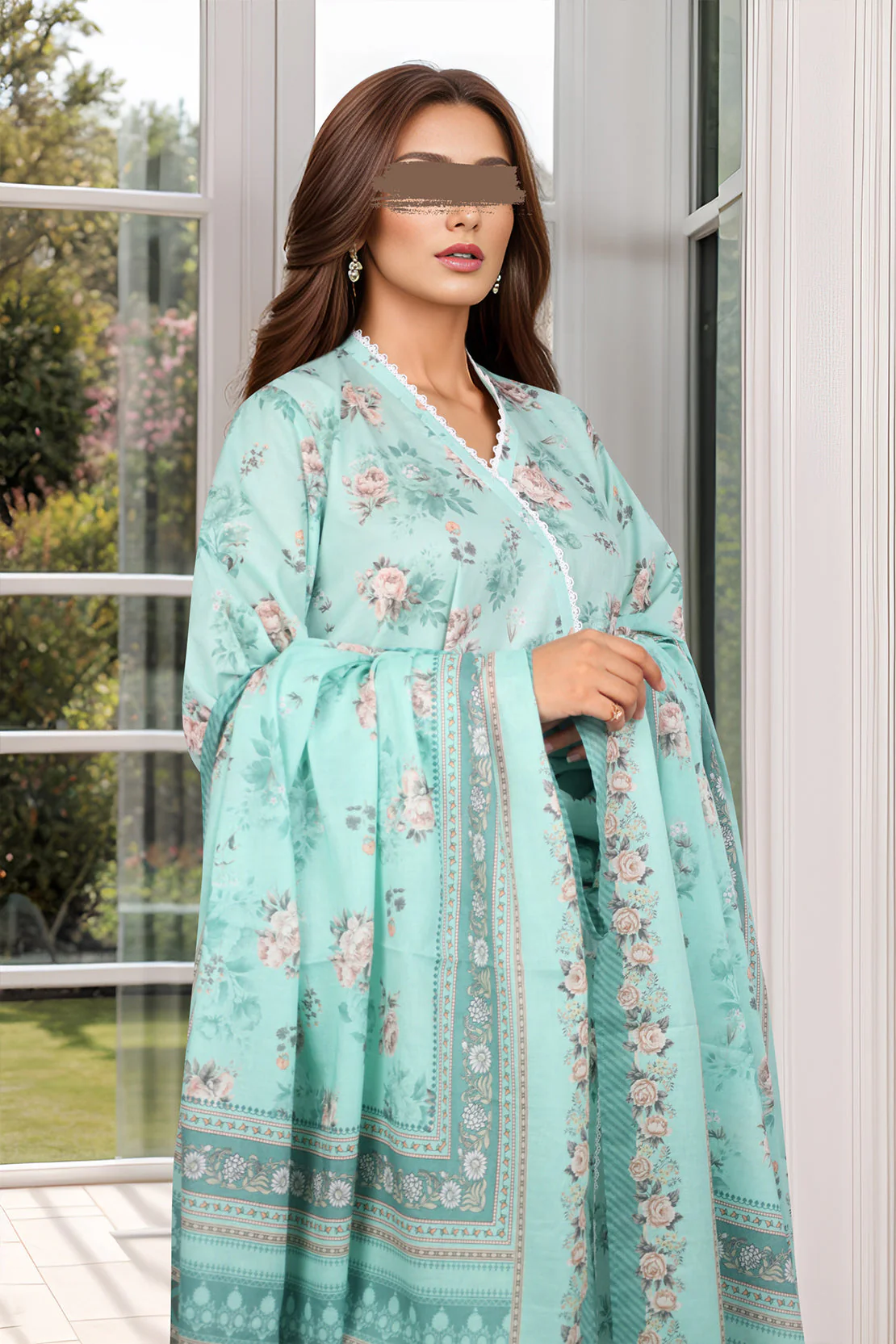 Unstitched Printed Lawn 2 Piece (Shirt/Dupatta) - Image 3