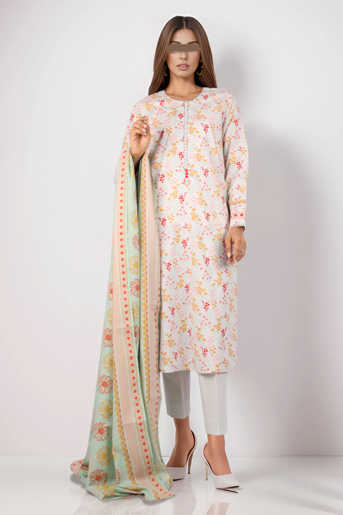 Unstitched Printed Lawn 2 Piece (Shirt/Dupatta)
