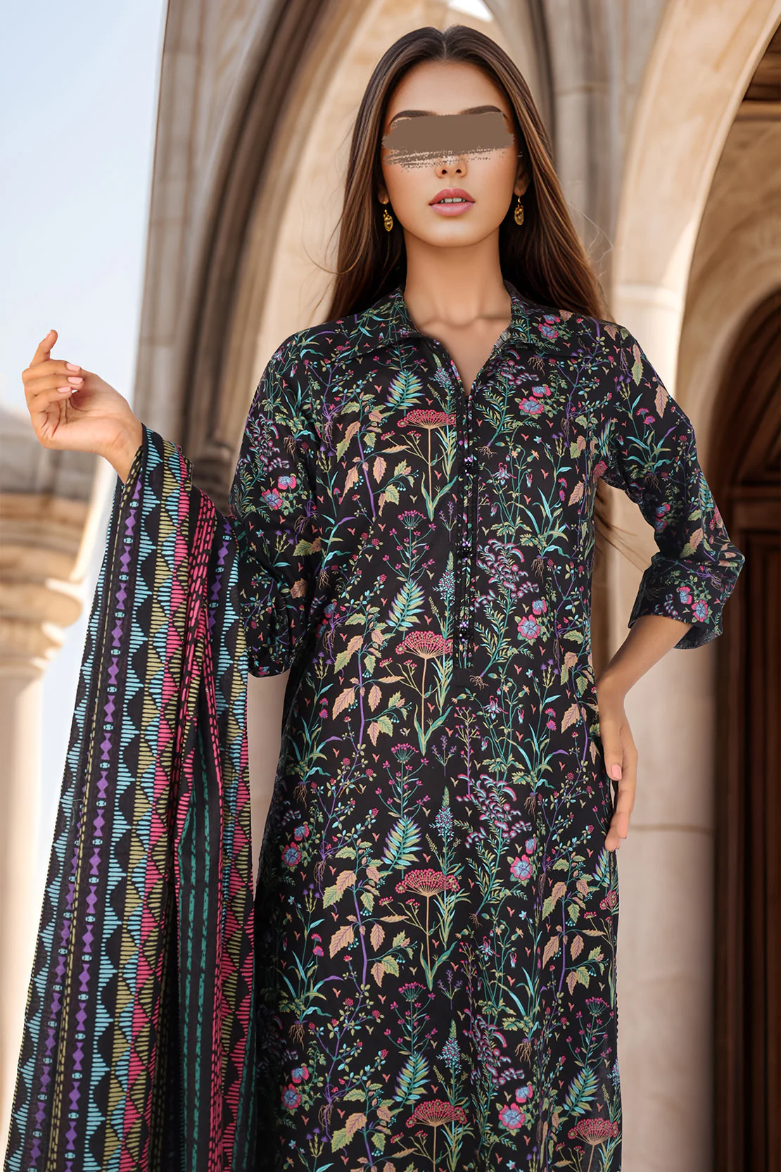Unstitched Printed Lawn 2 Piece (Shirt/Dupatta) - Image 2