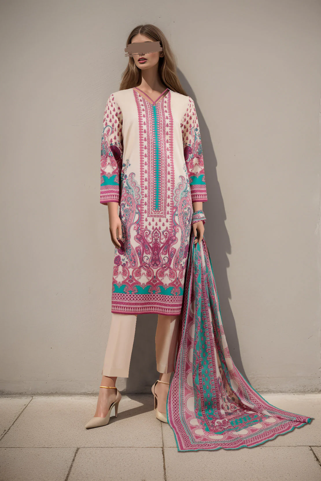 Unstitched Printed Lawn 2 Piece (Shirt/Dupatta)