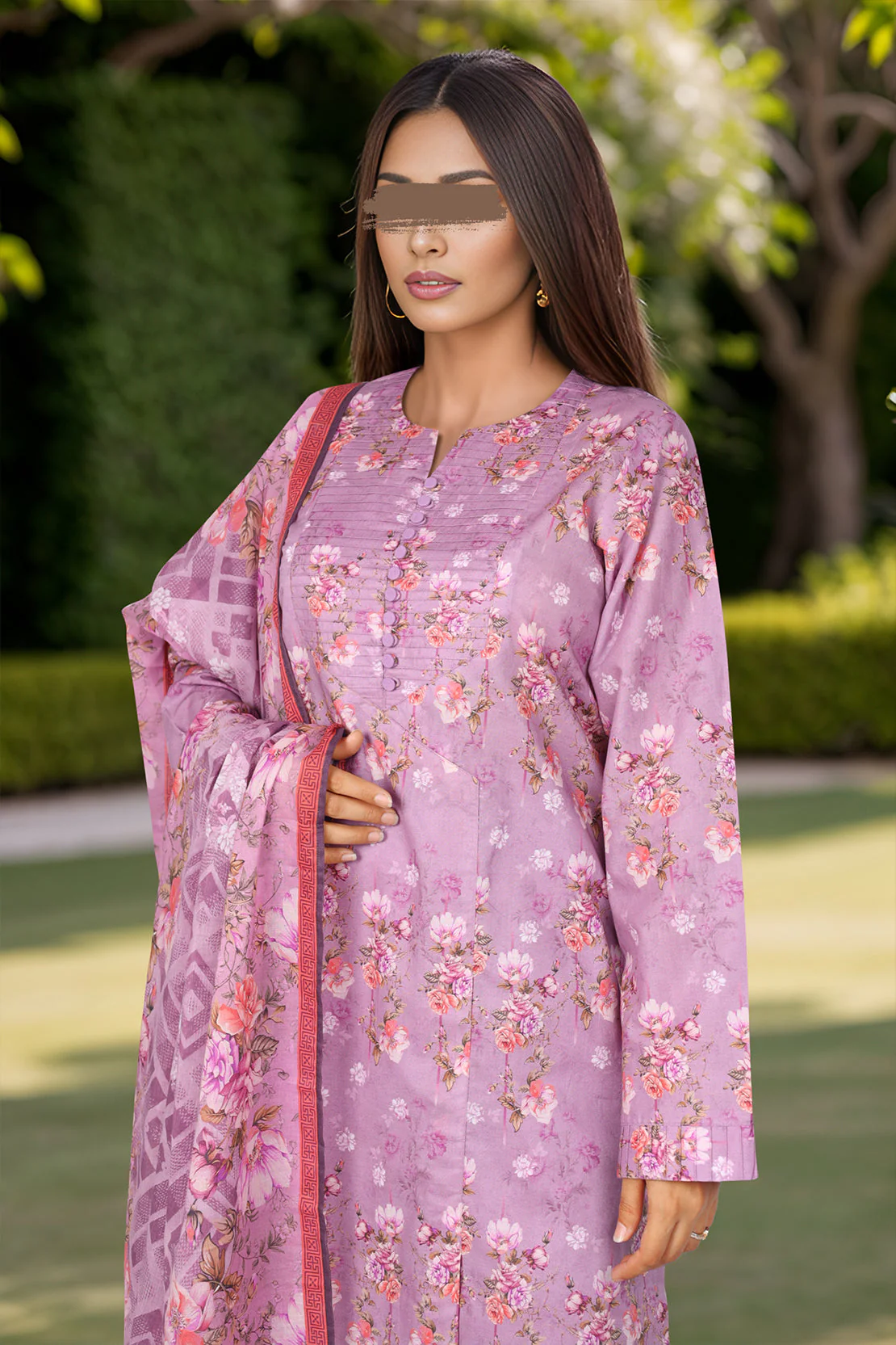 Unstitched Printed Lawn 2 Piece (Shirt/Dupatta) - Image 2