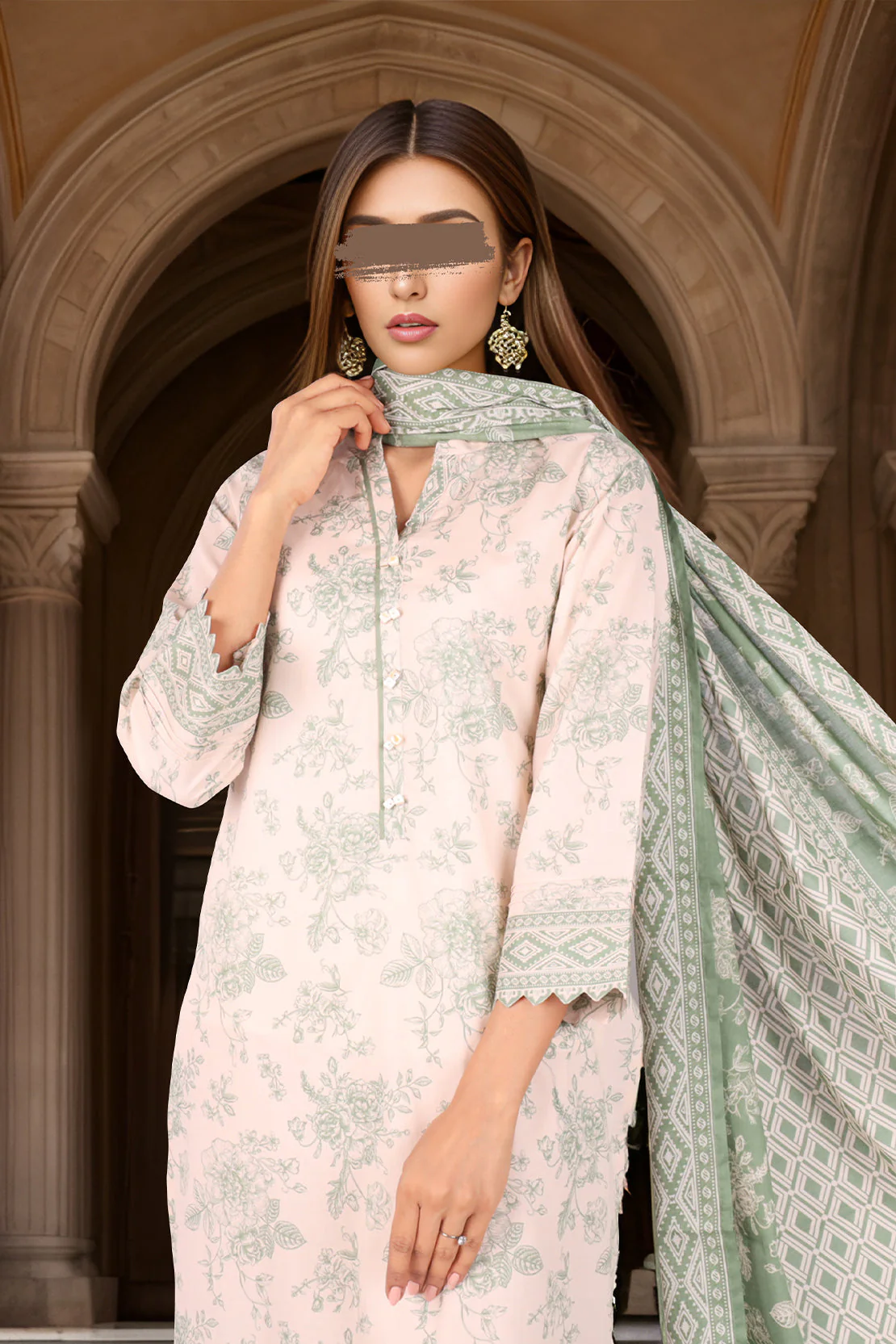 Unstitched Printed Cambric 2 Piece (Shirt/Dupatta) - Image 2