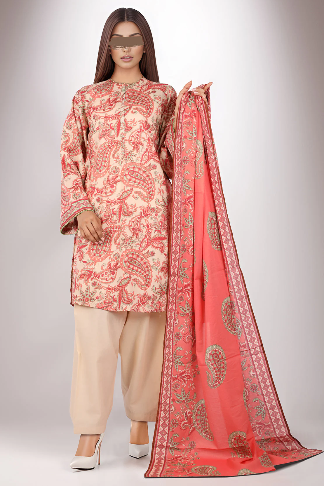 Unstitched Printed Lawn 2 Piece (Shirt/Dupatta)