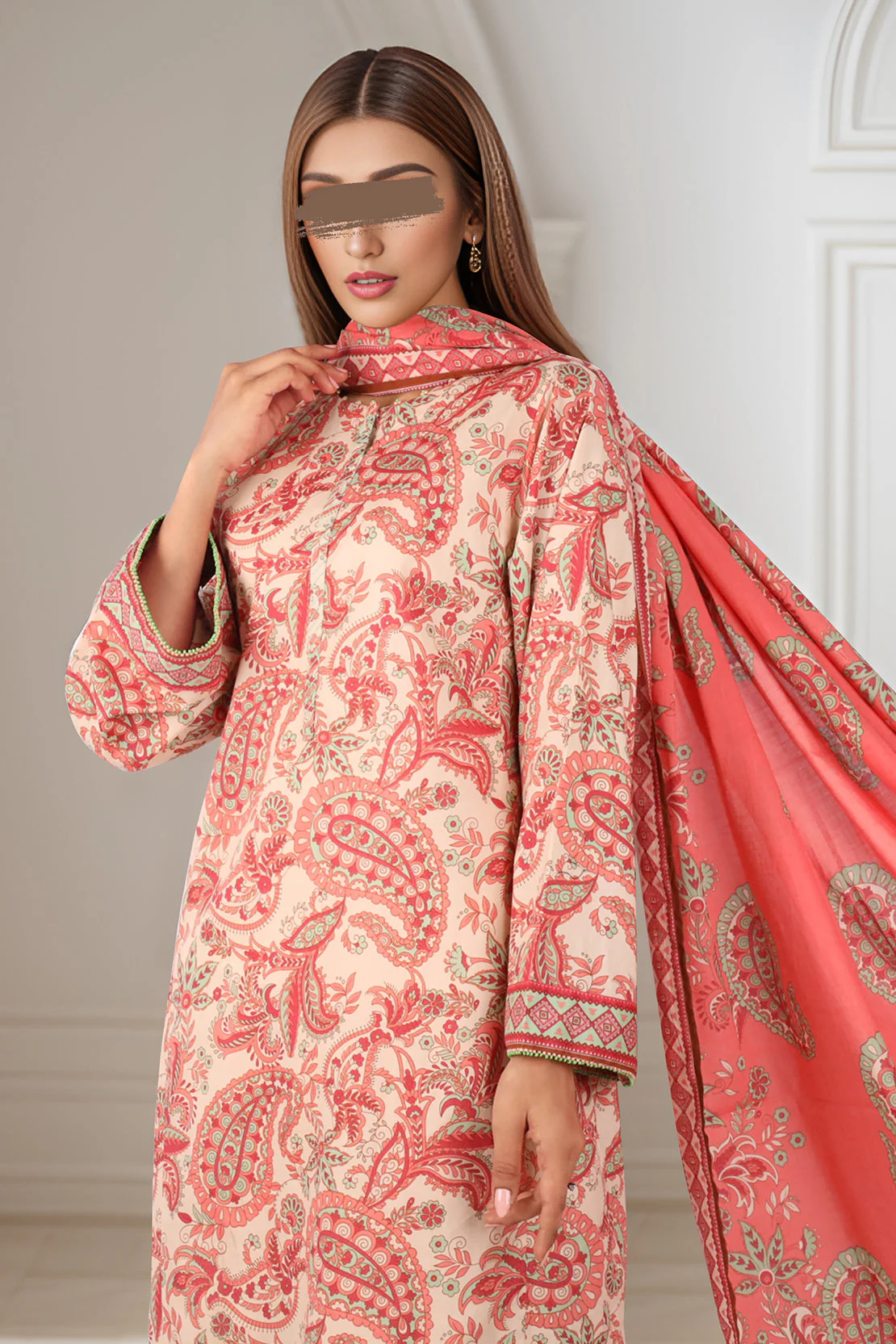 Unstitched Printed Lawn 2 Piece (Shirt/Dupatta) - Image 2