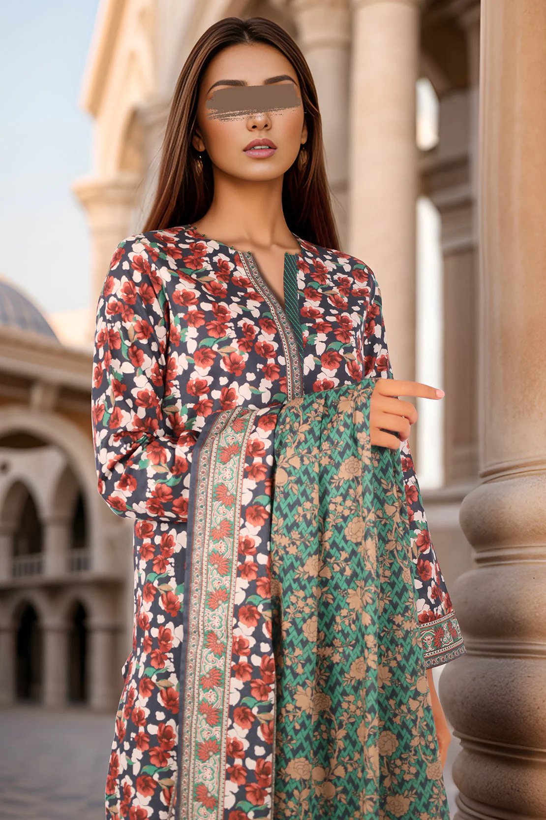 Unstitched Printed Lawn 2 Piece (Shirt/Dupatta) - Image 4