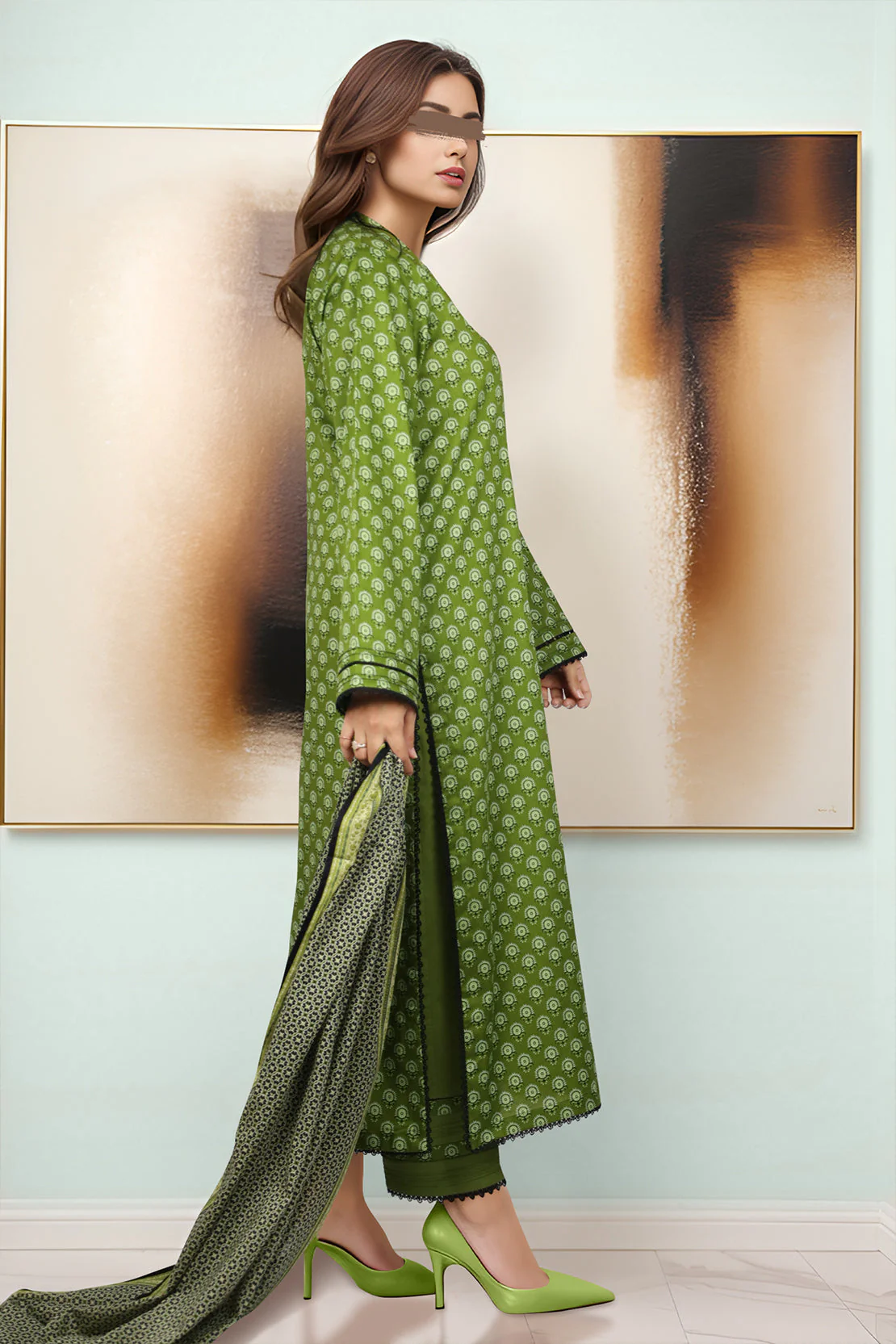 Unstitched Printed Lawn 2 Piece (Shirt/Dupatta) - Image 3