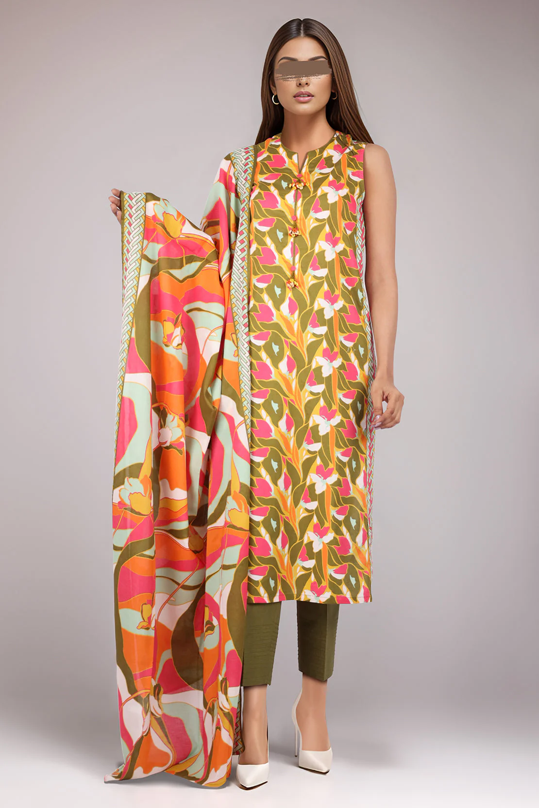 Unstitched Printed Lawn 2 Piece (Shirt/Dupatta)