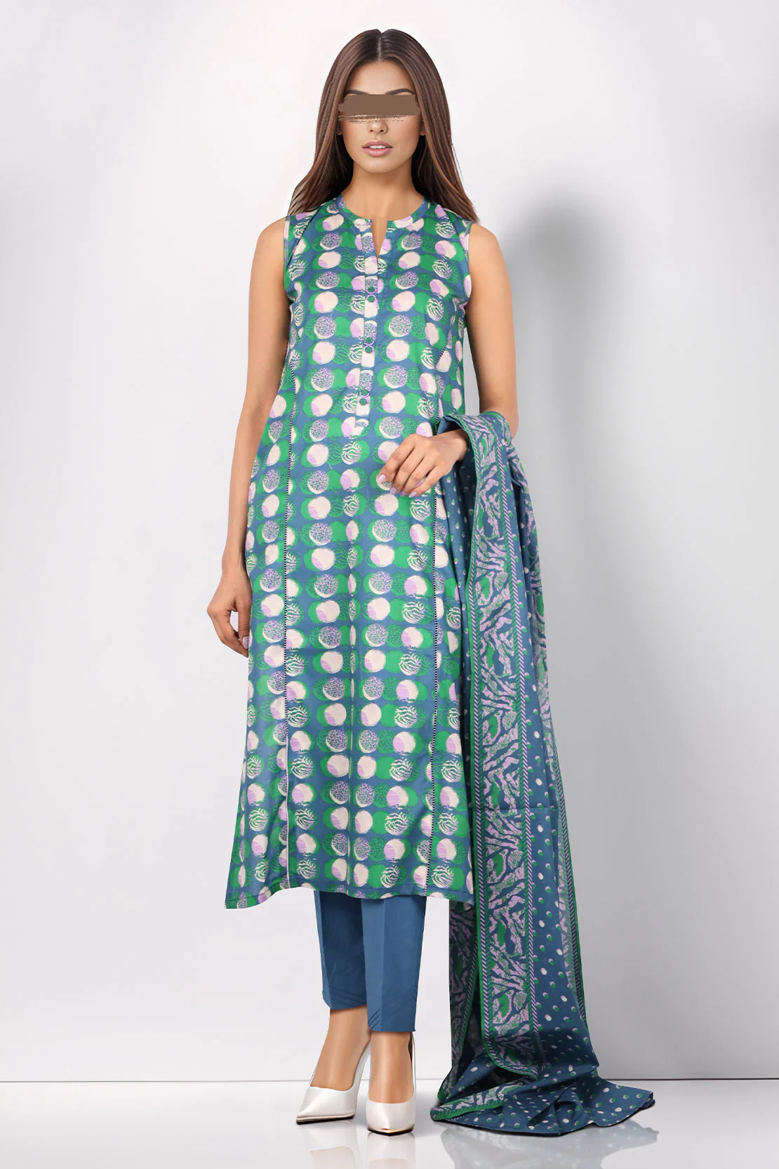 Unstitched Printed Lawn 2 Piece (Shirt/Dupatta)