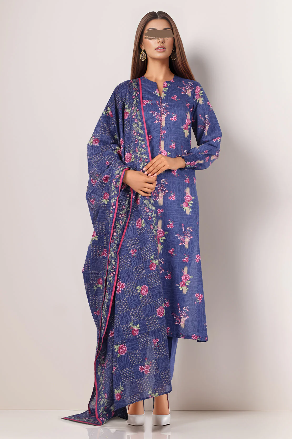 Unstitched Printed Lawn 2 Piece (Shirt/Dupatta)