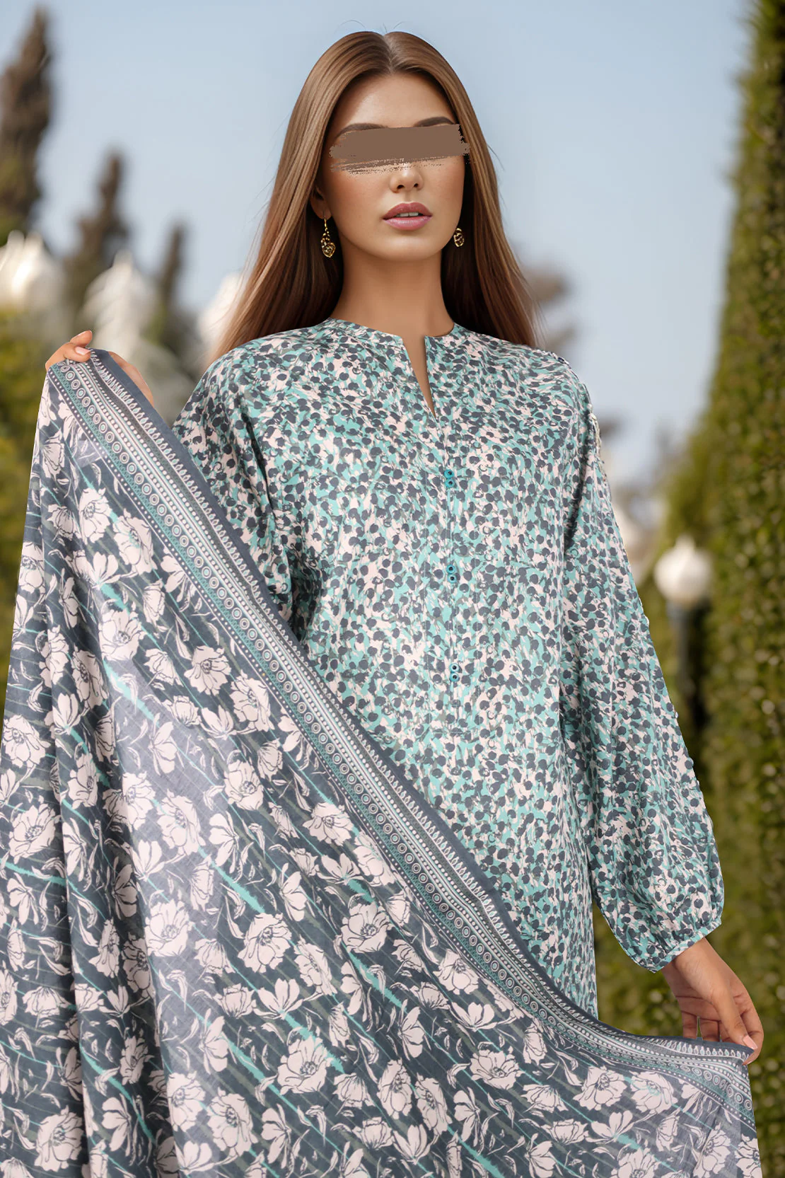 Unstitched Printed Lawn 2 Piece (Shirt/Dupatta) - Image 2