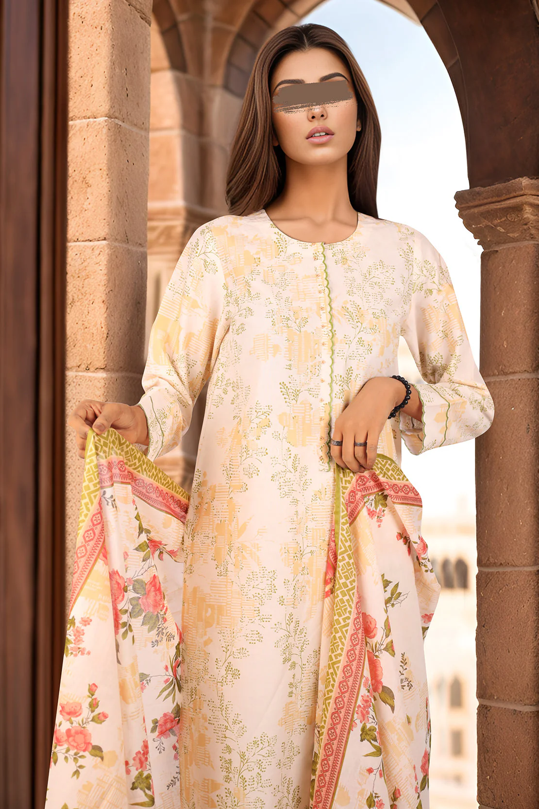 Unstitched Printed Lawn 2 Piece (Shirt/Dupatta)