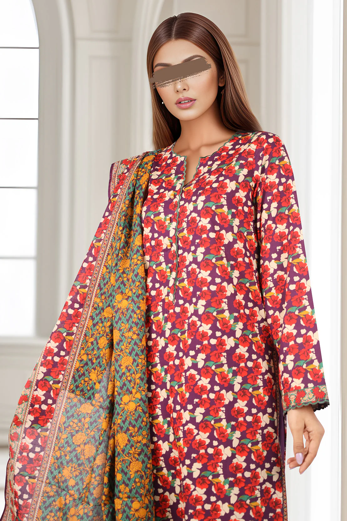 Unstitched Printed Lawn 2 Piece (Shirt/Dupatta) - Image 3