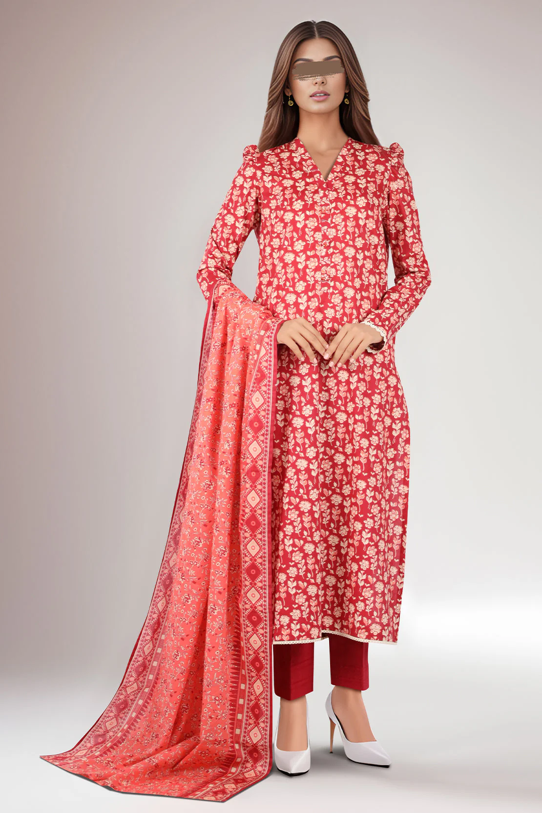 Unstitched Printed Lawn 2 Piece (Shirt/Dupatta)