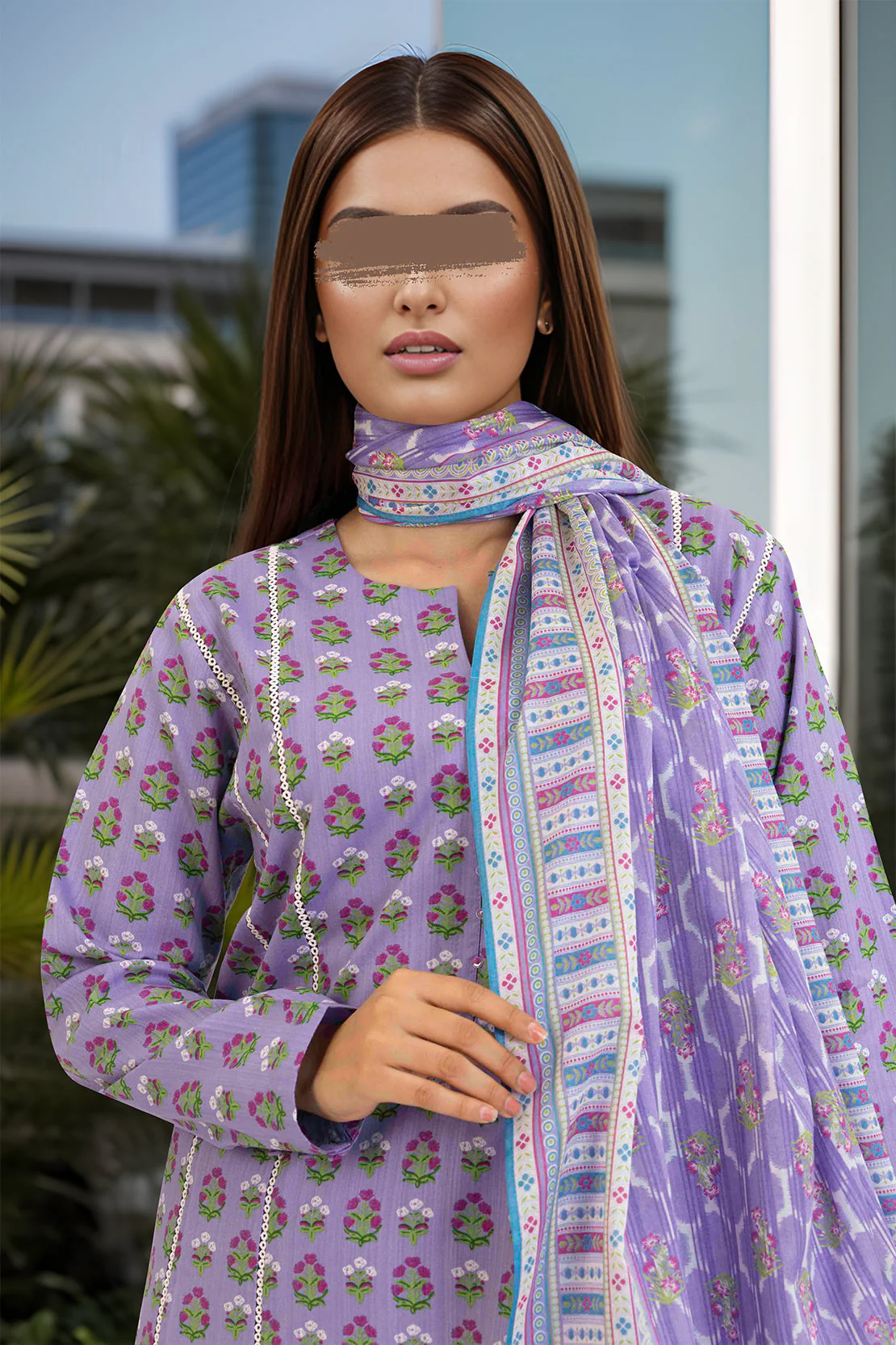 Unstitched Printed Lawn 2 Piece (Shirt/Dupatta) - Image 2