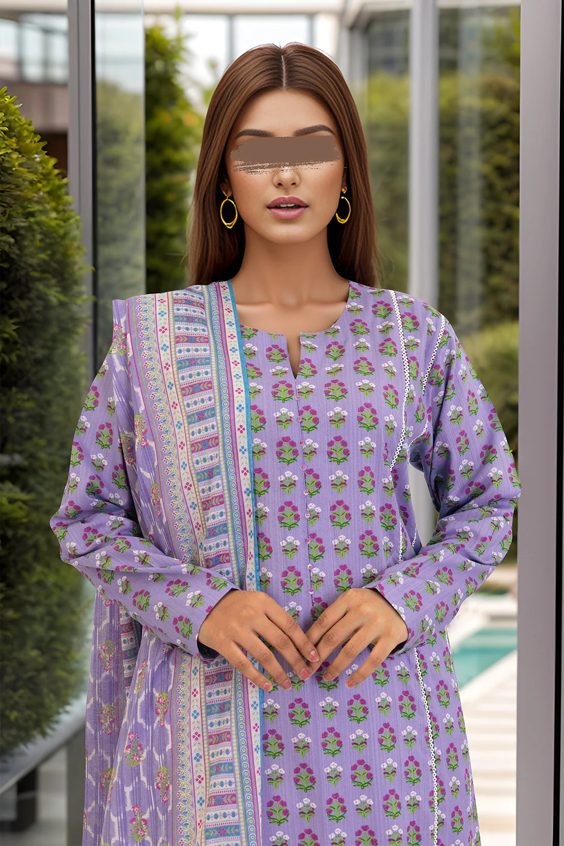 Unstitched Printed Lawn 2 Piece (Shirt/Dupatta) - Image 3