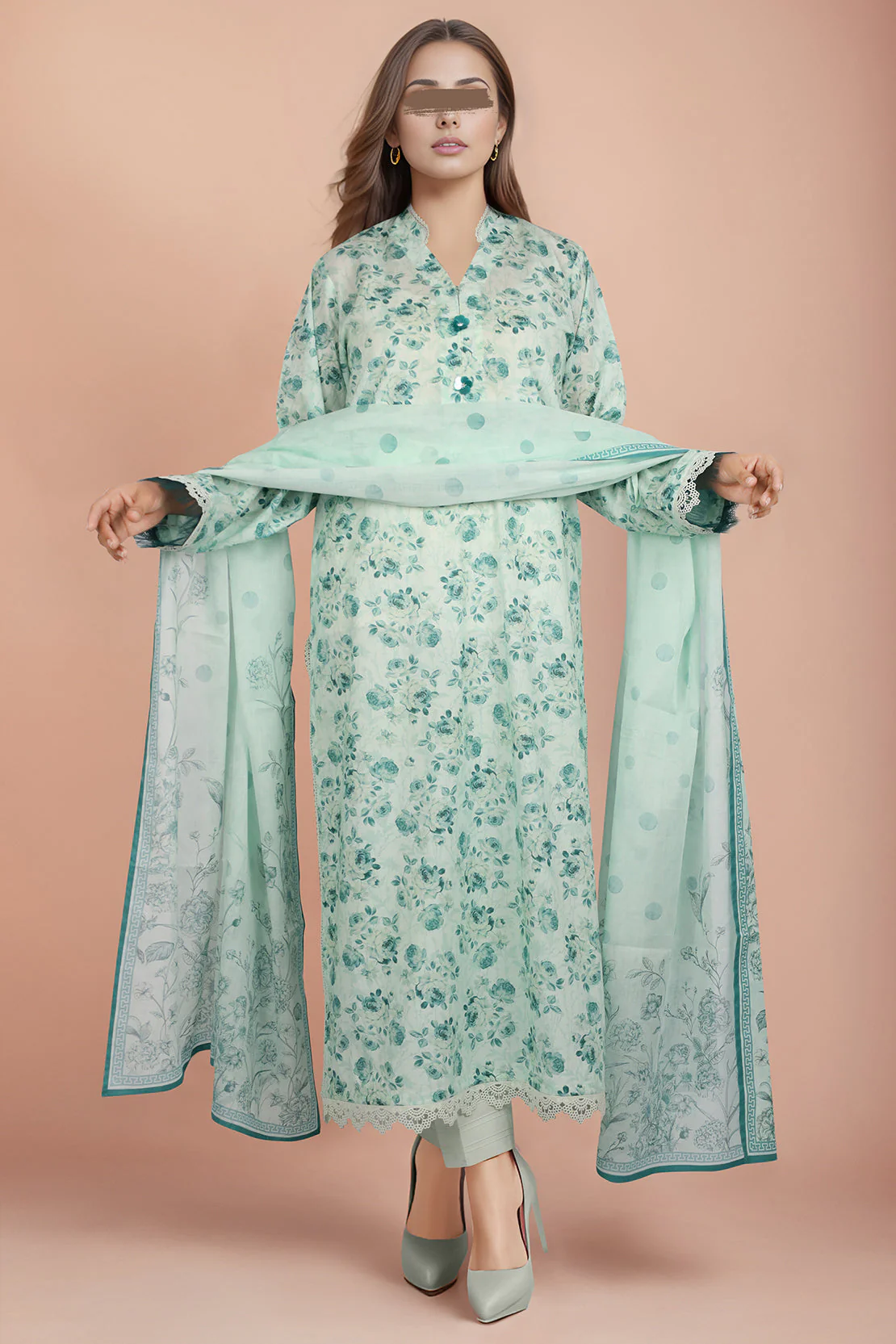 Unstitched Printed Lawn 2 Piece (Shirt/Dupatta)