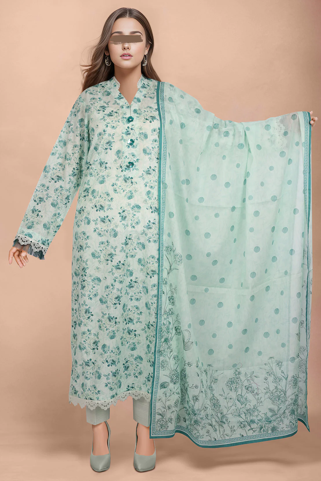 Unstitched Printed Lawn 2 Piece (Shirt/Dupatta) - Image 3