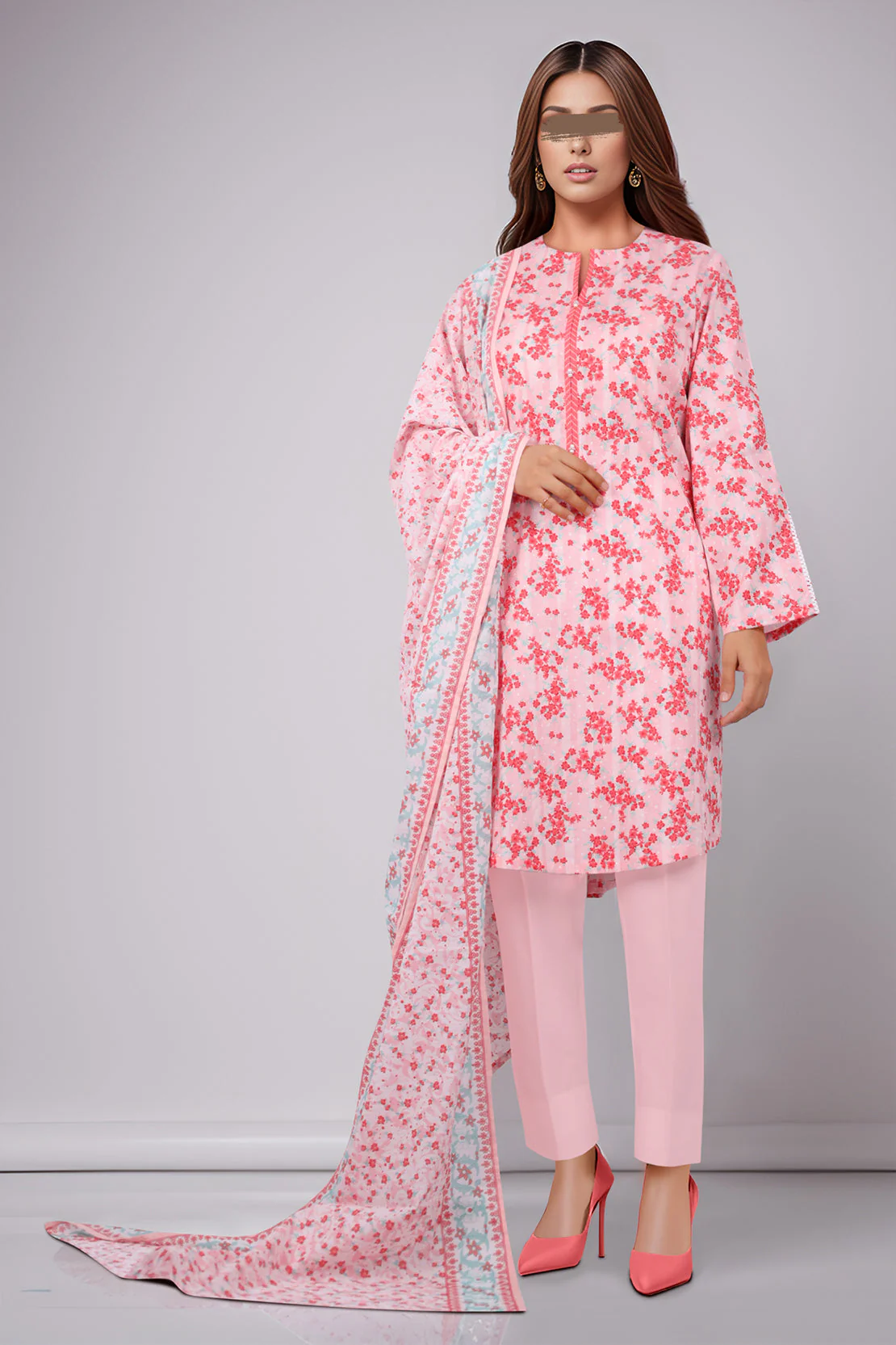 Unstitched Printed Lawn 2 Piece (Shirt/Dupatta)