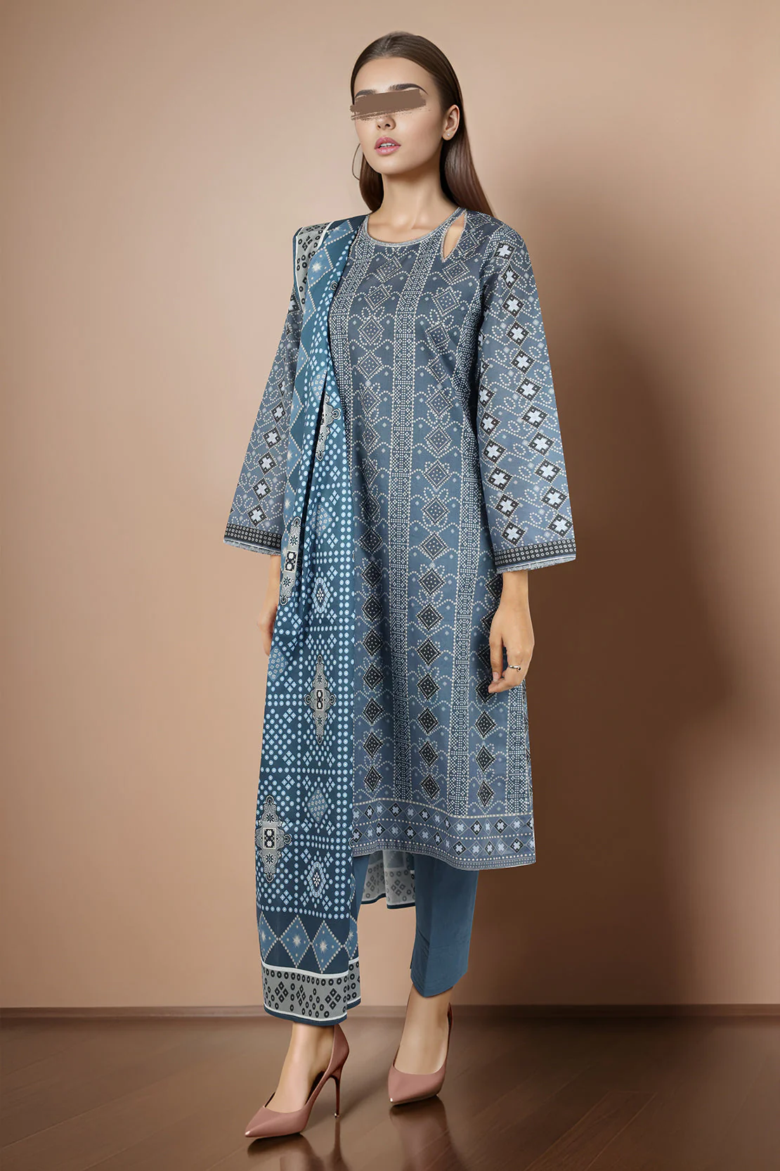 Unstitched Printed Lawn 2 Piece (Shirt/Dupatta) - Image 2