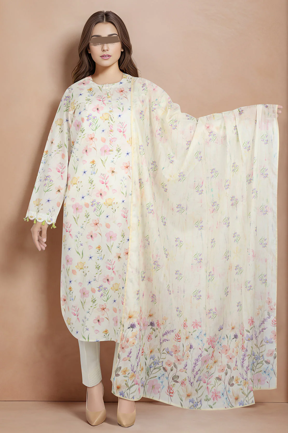 Unstitched Printed Lawn 2 Piece (Shirt/Dupatta)