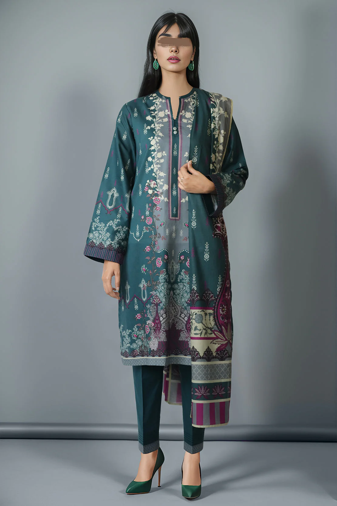 Unstitched Printed Lawn 2 Piece (Shirt/Dupatta)