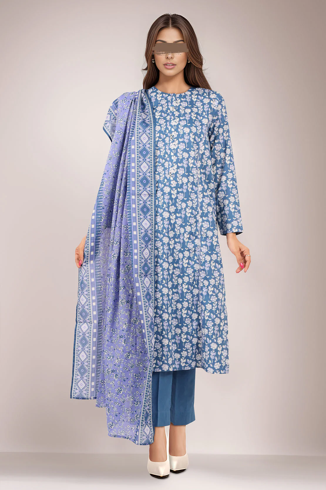 Unstitched Printed Lawn 2 Piece (Shirt/Dupatta)