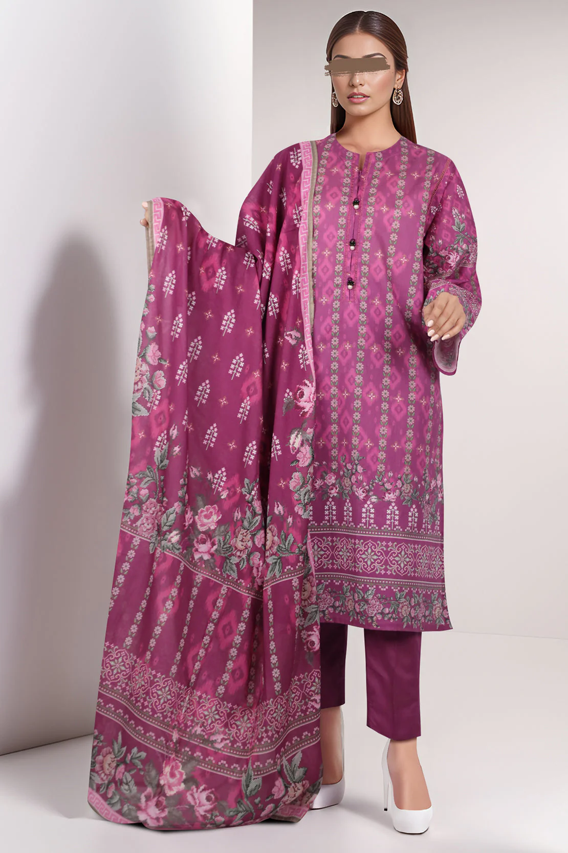 Unstitched Printed Lawn 2 Piece (Shirt/Dupatta)