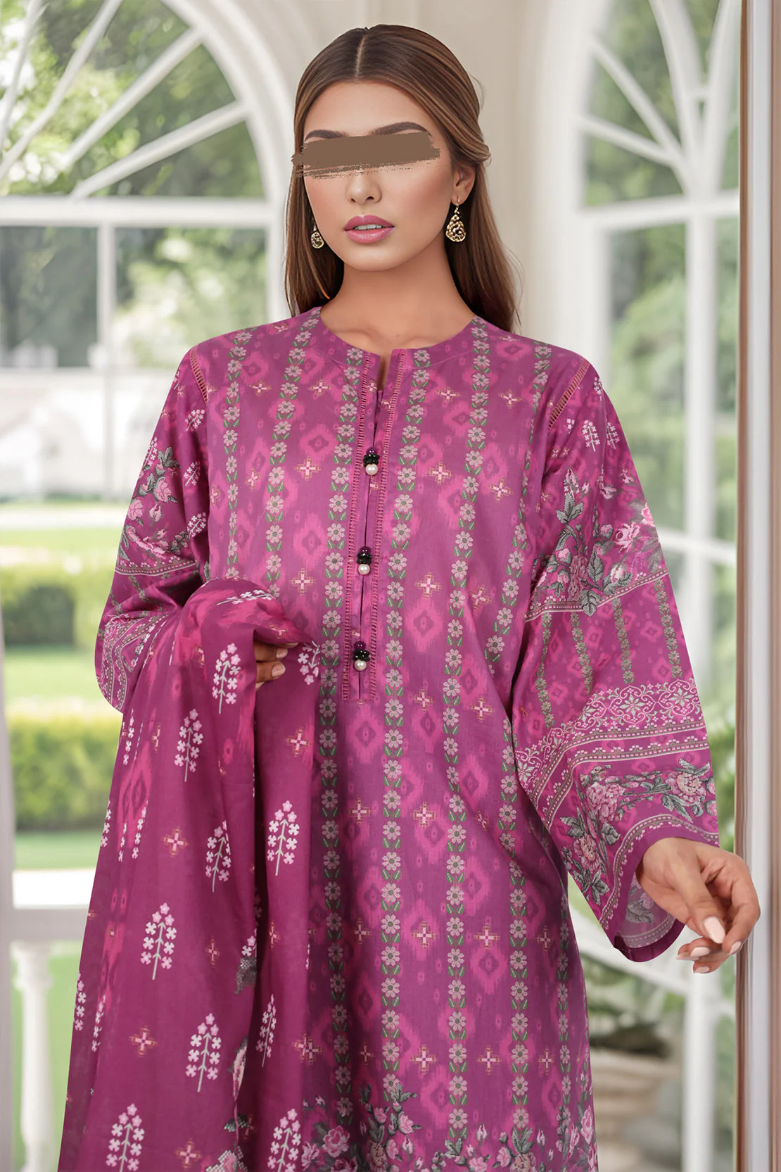 Unstitched Printed Lawn 2 Piece (Shirt/Dupatta) - Image 2