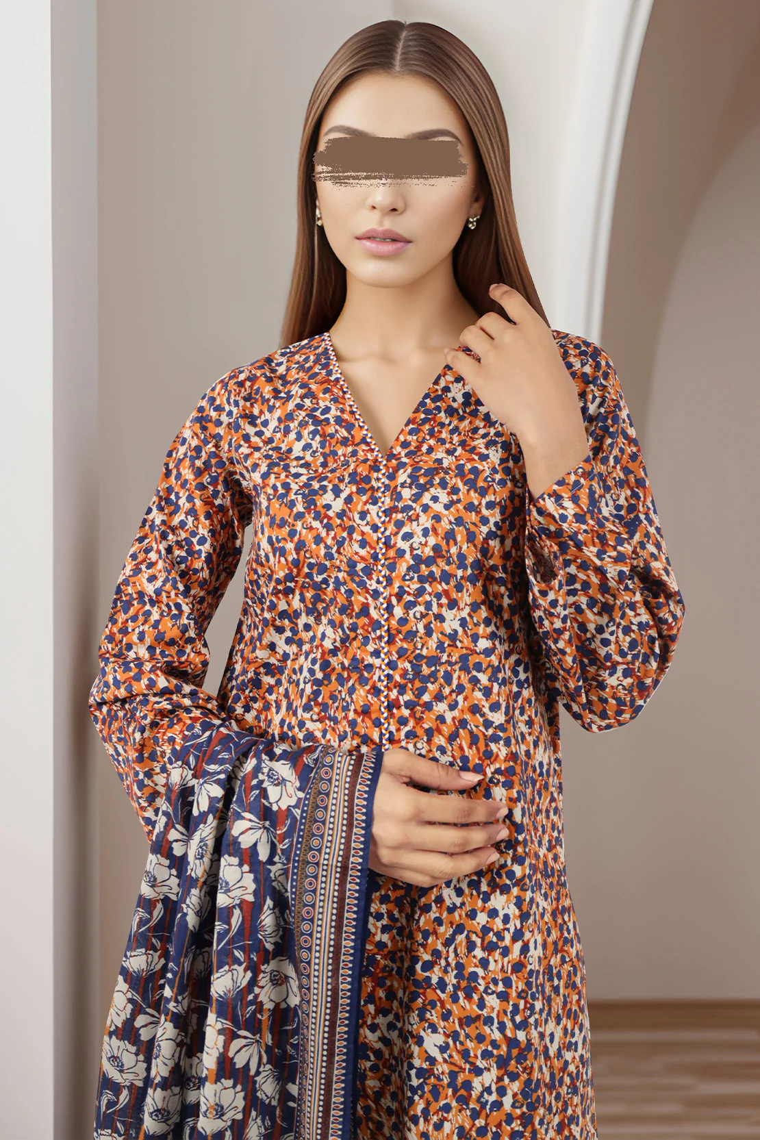 Unstitched Printed Lawn 2 Piece (Shirt/Dupatta) - Image 2