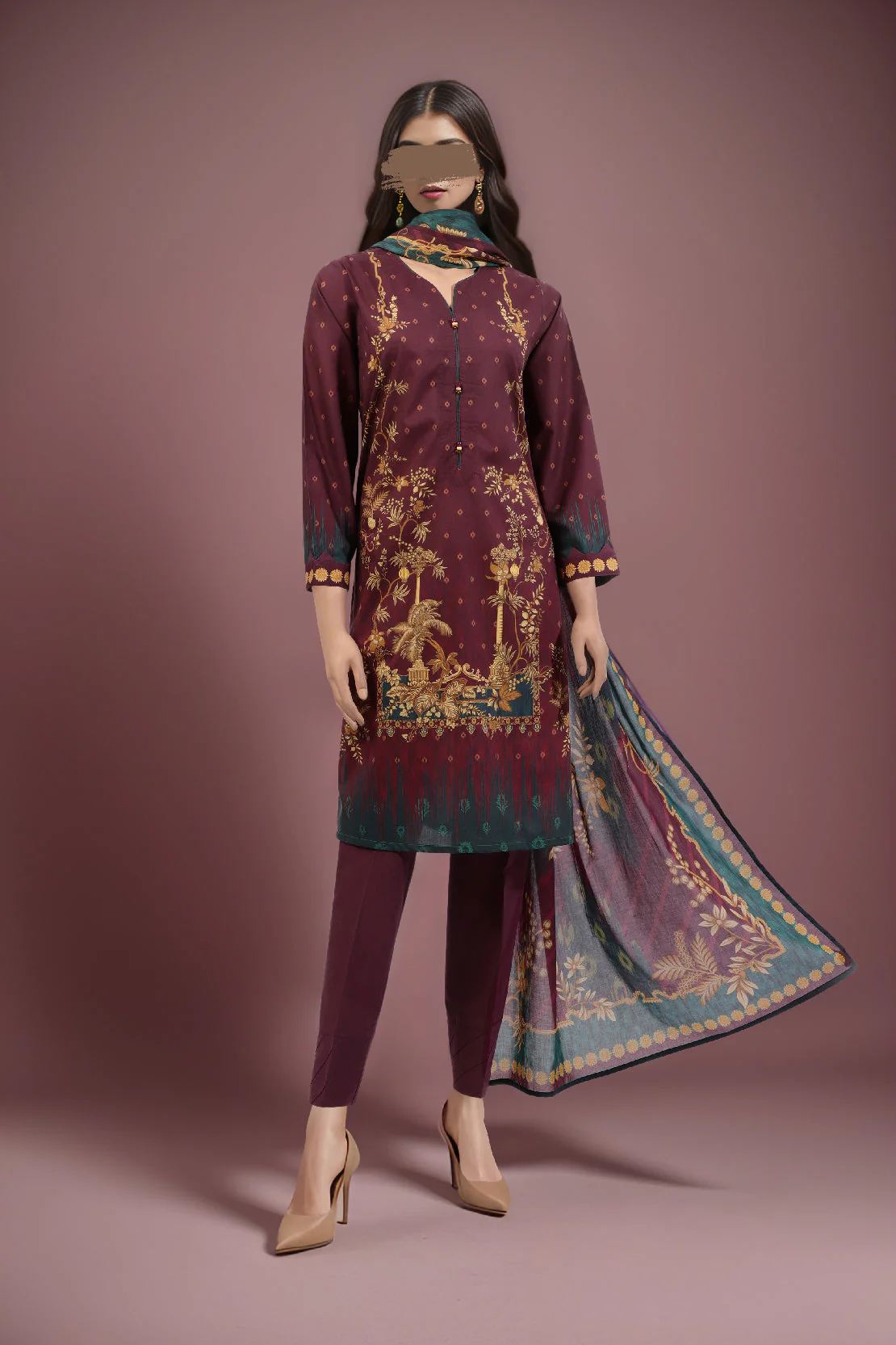 Unstitched Printed Lawn 2 Piece (Shirt/Dupatta)