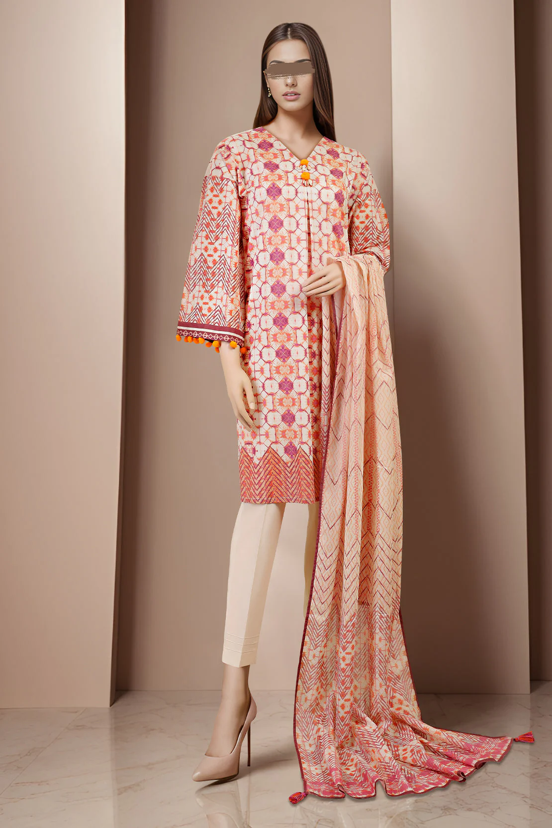 Unstitched Printed Lawn 2 Piece (Shirt/Dupatta)