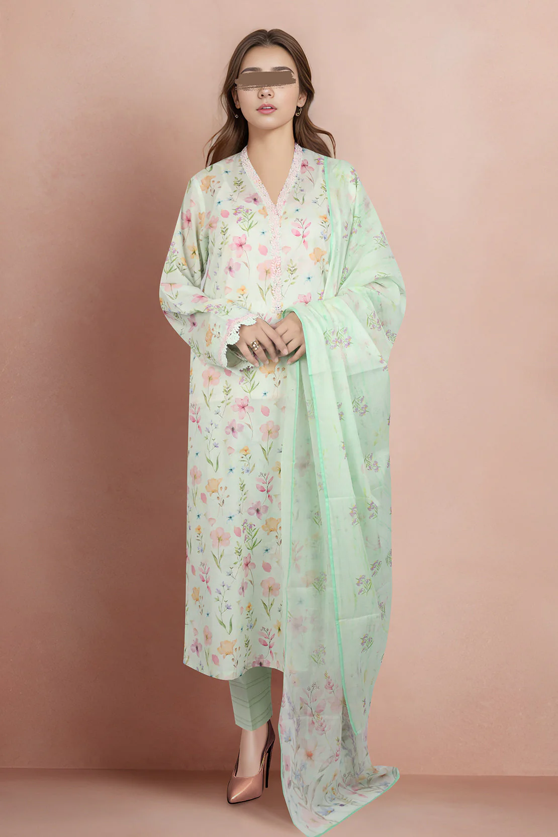 Unstitched Printed Lawn 2 Piece (Shirt/Dupatta)