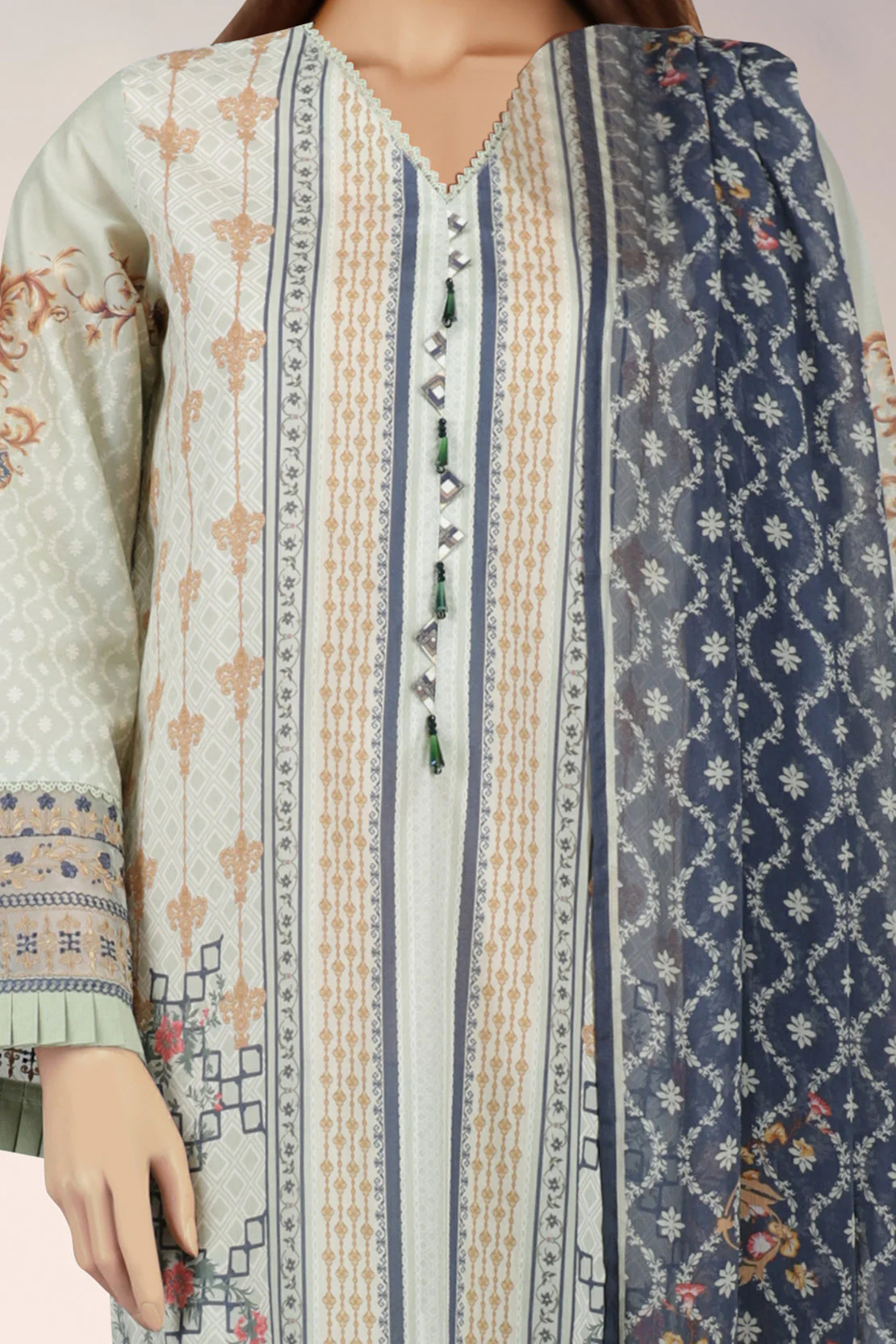 Unstitched Printed Lawn 2 Piece (Shirt/Dupatta)